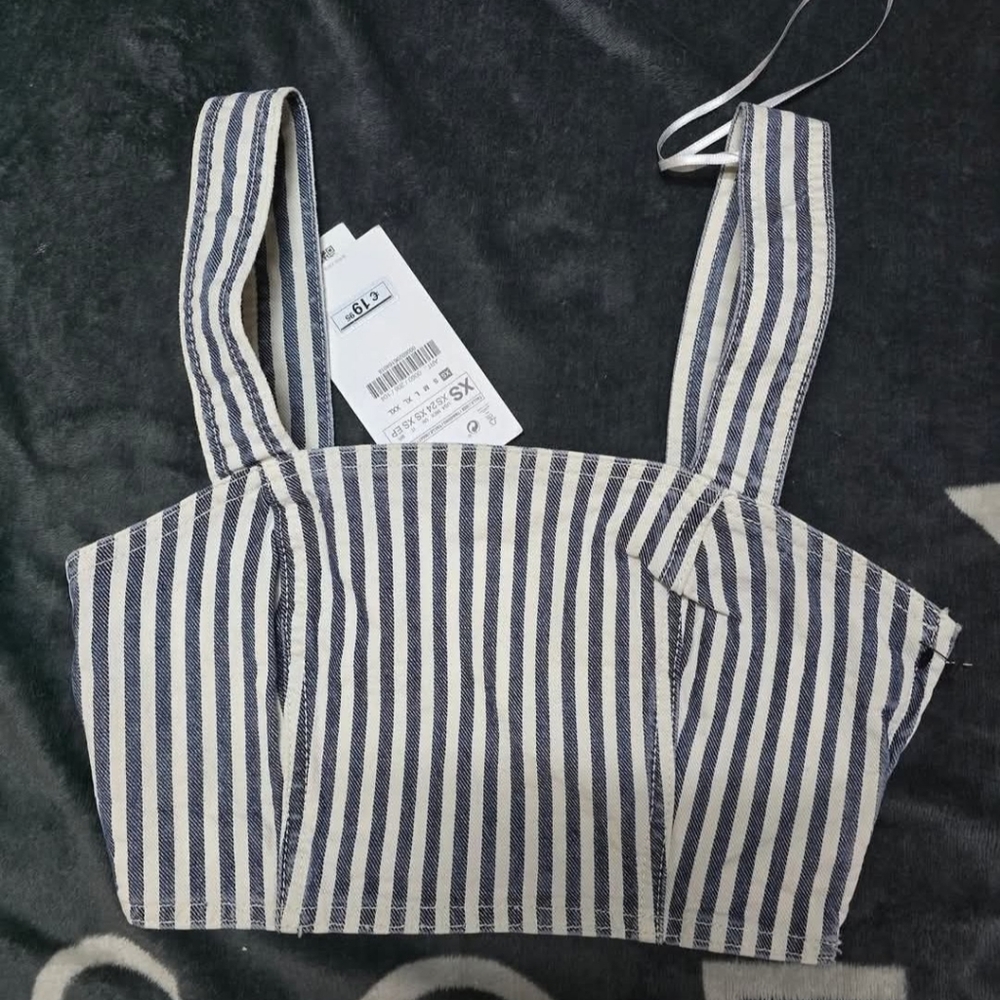 Denim Zip Up Crop Top